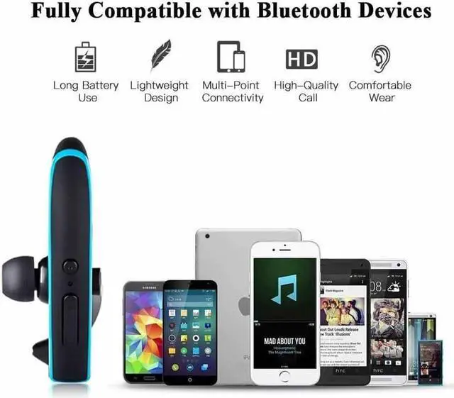 Alt view image 6 of 7 - Bluetooth Headset, Wireless Earpiece Hands Free Business Earphones In-ear Earbuds with Noise Canceling Mic for Business/Office/Driving, Work for iPhone/Samsung/Android Cell Phones