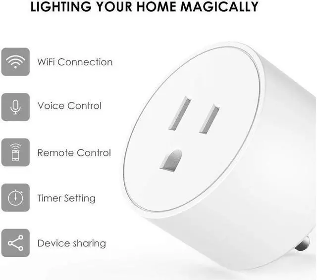 Alt view image 2 of 7 - Smart Plug Mini Outlet Compatible with Amazon Alexa and Google Assistant, Wifi Enabled Remote Control Smart Socket with Timer Function, No Hub Required,White, 4 Pack
