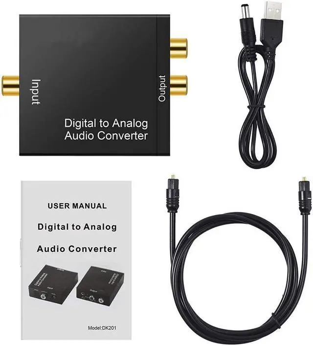 Alt view image 7 of 7 - Digital to Analog Audio Converter with Digital Optical Toslink and Spdif Coaxial Inputs and Analog RCA and AUX 3.5mm (Headphone) Outputs - Optical Toslink Cable Included