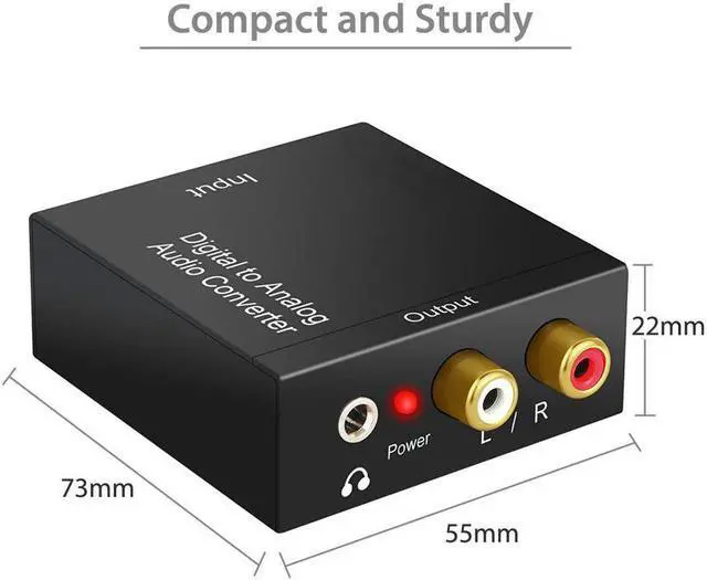 Alt view image 3 of 7 - Digital to Analog Audio Converter with Digital Optical Toslink and Spdif Coaxial Inputs and Analog RCA and AUX 3.5mm (Headphone) Outputs - Optical Toslink Cable Included