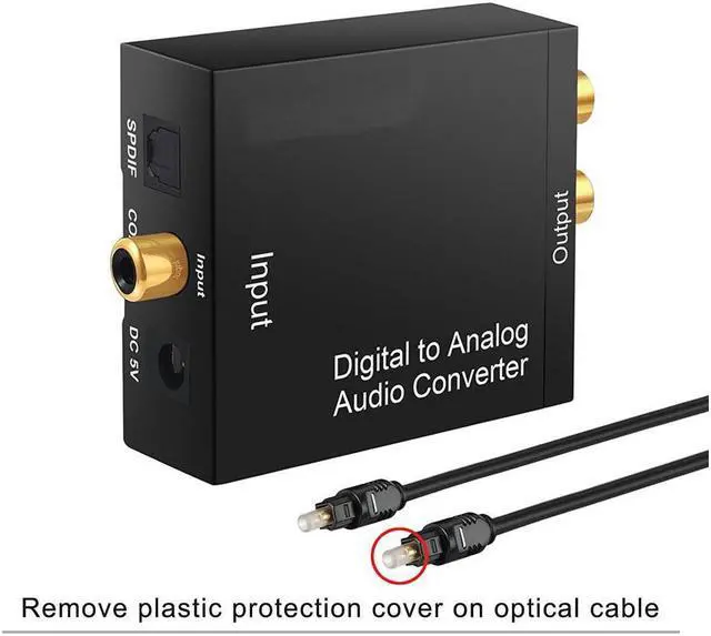 Alt view image 6 of 7 - Digital to Analog Audio Converter with Digital Optical Toslink and Spdif Coaxial Inputs and Analog RCA and AUX 3.5mm (Headphone) Outputs - Optical Toslink Cable Included