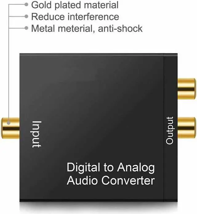 Alt view image 5 of 7 - Digital to Analog Audio Converter with Digital Optical Toslink and Spdif Coaxial Inputs and Analog RCA and AUX 3.5mm (Headphone) Outputs - Optical Toslink Cable Included