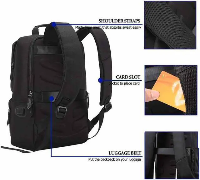 Alt view image 6 of 7 - Bopai Anti Theft BackpackSlim Business Laptop Bag Backpack for Men Waterproof Travel Backpack with USB Charging Port Fits 15 Inch Laptop Notebook Computer Rucksack