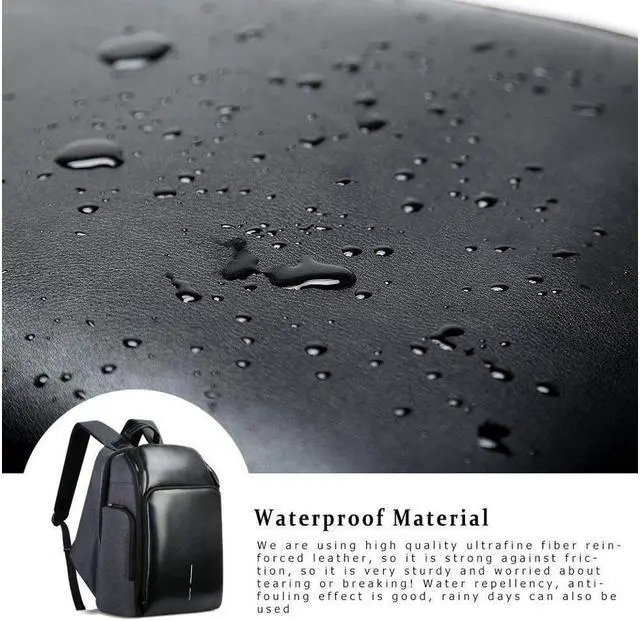 Alt view image 7 of 7 - Bopai Business 15.6 inch Laptop Backpack Invisible Water Bottle Pocket Anti-theft Laptop Rucksack woth USB Charging Port and Anti-explosion Zipper Water Resistant Travel Anti-thief Men Backpack Black
