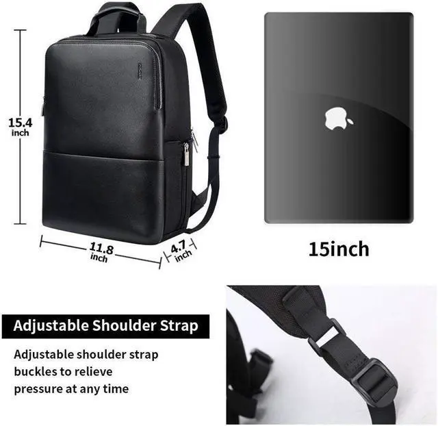 Alt view image 2 of 6 - Bopai Slim Business Laptop Backpack for Men Anti Theft Backpack College Shoulder Rucksack Waterproof Synthetic Leather Travel Backpack with USB Charging Port Fits 15.6 Inch Laptop Notebook