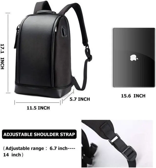 Alt view image 2 of 7 - Bopai Business Water Resistant Laptop Backpack Travel Bag Anti-theft Laptop Rucksack with USB Charging Port Anti-explosion Zipper Fits 15.6 Inch Laptop and Notebook Macbook Black