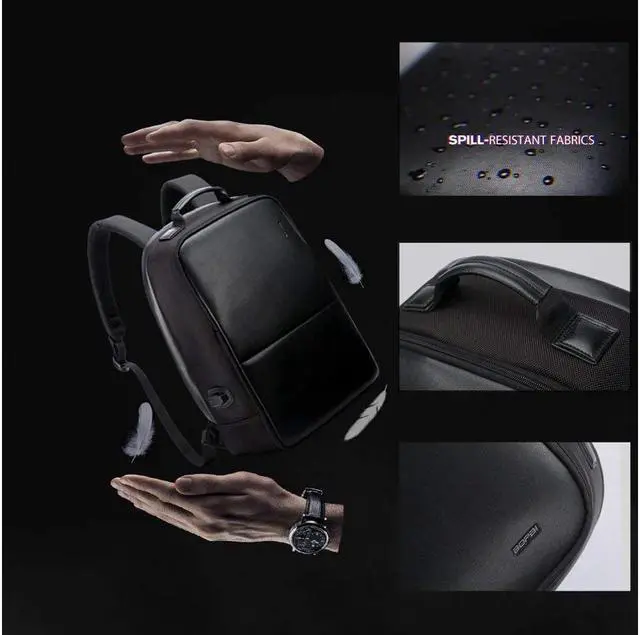 Alt view image 5 of 7 - Bopai Anti Theft Travel Laptop Backpack with USB Charging Fits 15.6 Inch Laptop Notebook Macbook Synthetic Leather Computer Backpack for Business School Bookbag for Men Women Black