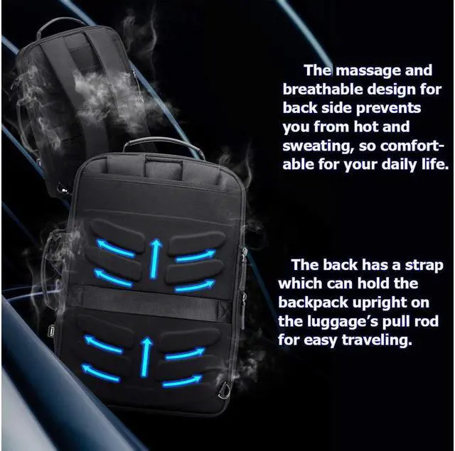 Alt view image 6 of 7 - Bopai Waterproof Anti Theft Travel Laptop Backpack Laptop Rucksack with USB Charging Port Fits 15.6 Inch Laptop Notebook Macbook Leather Computer Backpack for Business School Travel Bookbag Black