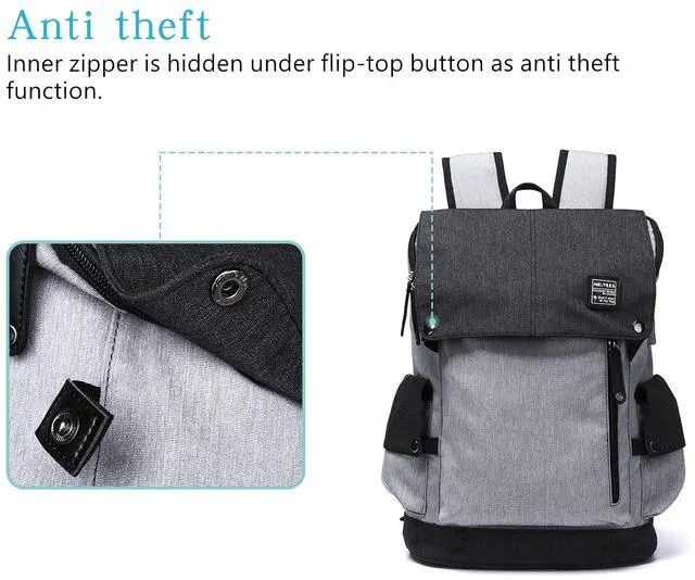 Alt view image 4 of 7 - Business Laptop Backpack for Men/Women Anti theft Tear/Water Resistant Travel Bag School/College Backpack fits up to 15.6 Inch Notebook Computer USB Charging Backpack