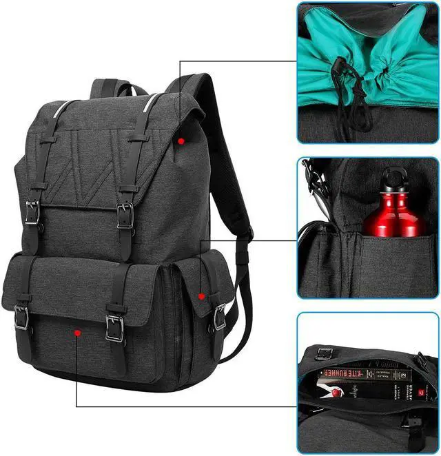 Alt view image 2 of 7 - Water Resistant Laptop Bag Anti-Theft Travel Bag Large Capacity Shoulder Daypack School Backpack Black