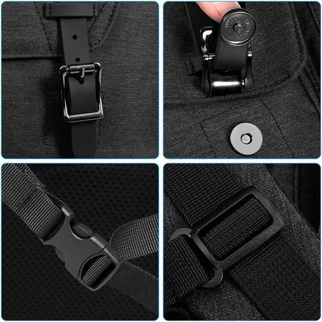 Alt view image 7 of 7 - Water Resistant Laptop Bag Anti-Theft Travel Bag Large Capacity Shoulder Daypack School Backpack Black