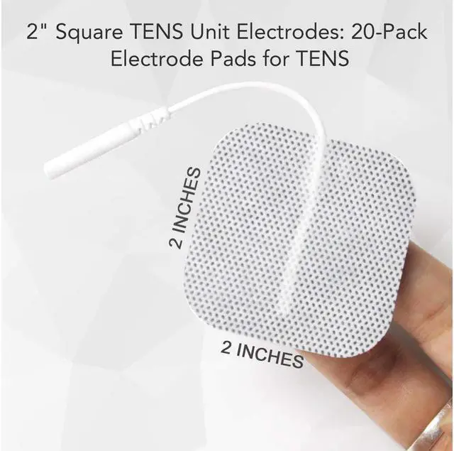 Alt view image 4 of 7 - 2" Square TENS Unit Electrodes 20-Pack Electro Pads for TENS Therapy - Compatible with Most TENS Machine Models - 20-Piece Value Pack - Self-Adhering, Reusable and Premium Quality