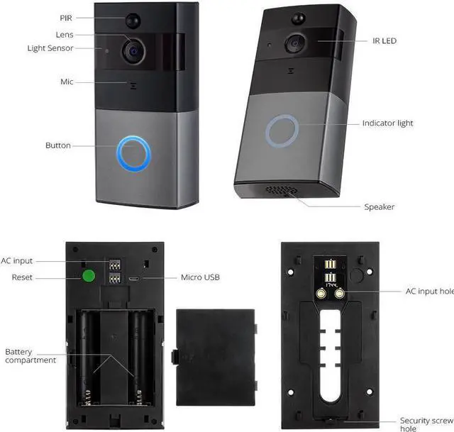 Alt view image 2 of 7 - Werleo Video Doorbell Intercom 960P HD WiFi Video Doorbell With Camera Peephole Door Chime 8G Memory and Night Vision