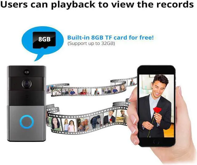 Alt view image 4 of 7 - Werleo Video Doorbell Intercom 960P HD WiFi Video Doorbell With Camera Peephole Door Chime 8G Memory and Night Vision