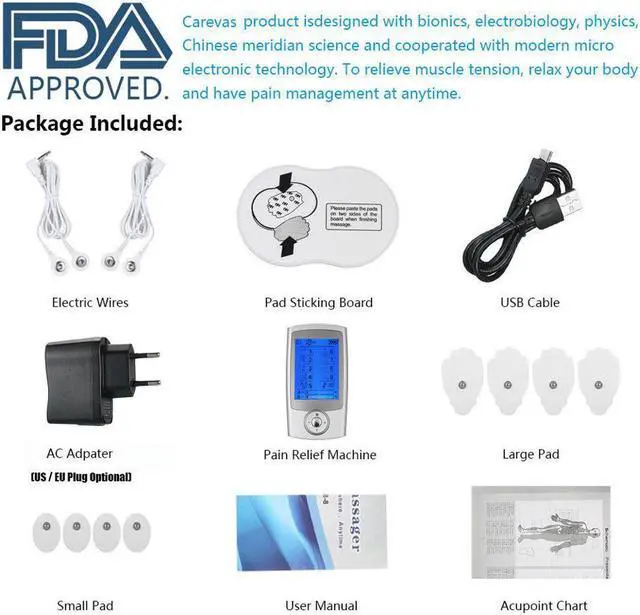 Alt view image 5 of 7 - Rechargeable Tens Unit Double Output Muscle Stimulator with 10 Modes and 14 Tens Unit Pads FDA Approved Tens Units for Pain Relief Massager