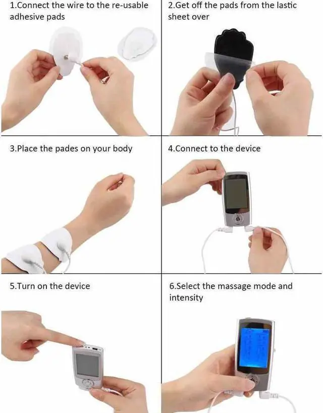 Alt view image 6 of 7 - Rechargeable Tens Unit Double Output Muscle Stimulator with 10 Modes and 14 Tens Unit Pads FDA Approved Tens Units for Pain Relief Massager