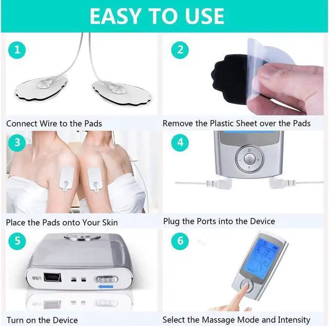 Alt view image 5 of 7 - Rechargeable ens Unit FDA Cleared 16 Modes Electric Muscle Stimulator TENS EMS Machine with 8 Pads Pain Relief Body Back Pulse Massager