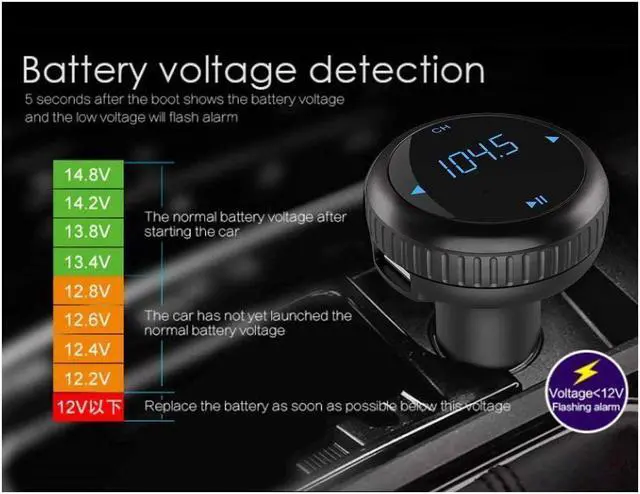 Alt view image 4 of 7 - Bluetooth FM Transmitter Car Charger with Smart Locator 5V 2.1A USB Charging Port Wireless In-Car Radio Adapter Car Kit MP3 Player Hands-free Call for iPhone Samsung Smartphone Silver