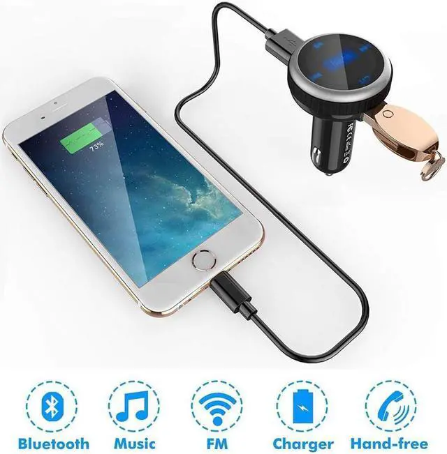 Alt view image 5 of 7 - Bluetooth FM Transmitter Car Charger with Smart Locator 5V 2.1A USB Charging Port Wireless In-Car Radio Adapter Car Kit MP3 Player Hands-free Call for iPhone Samsung Smartphone Silver