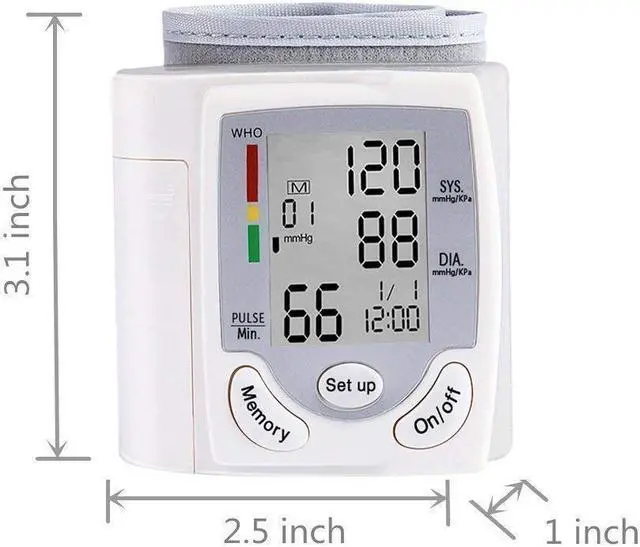 Alt view image 5 of 7 - Wrist Blood Pressure Monitor, Digital BP Monitor with Memory Storage, Intelligent LCD Display Automatically Measure Pulse Diastolic Systolic and Shows Hypertension level