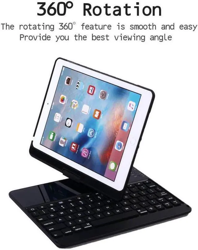 Alt view image 5 of 7 - Werleo iPad Pro 10.5 Keyboard Case For Apple iPad Pro 10.5 Model A1701 A1709 Shell 360 Rotatable Wireless Backlit Keyboard Case Aluminium Alloy Slim Case Smart Auto Sleep-Wake Case