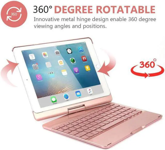 Alt view image 2 of 7 - Werleo iPad Pro 10.5 Keyboard Case For Apple iPad Pro 10.5 Model A1701 A1709 Shell 360 Rotatable Wireless Backlit Keyboard Case Aluminium Alloy Slim Case Smart Auto Sleep-Wake Case
