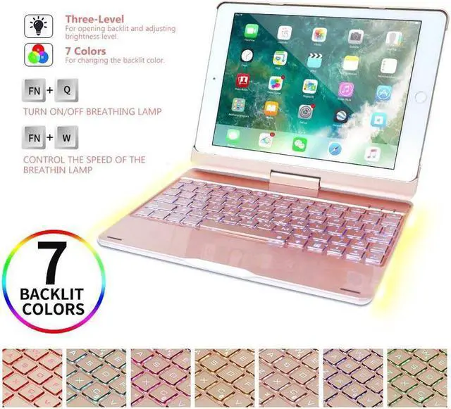 Alt view image 6 of 7 - Werleo iPad Pro 10.5 Keyboard Case For Apple iPad Pro 10.5 Model A1701 A1709 Shell 360 Rotatable Wireless Backlit Keyboard Case Aluminium Alloy Slim Case Smart Auto Sleep-Wake Case
