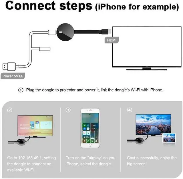 Alt view image 6 of 7 - Wireless Display Adapter 5G 2.4G WiFi Dongle HDMI Display Adapter Screen Mirroring Dongle 1080P HD DLNA Airplay Miracast Dongle For MacBook Android IOS Windows 8.1 10 iPhone X 8 to to TV Projectors