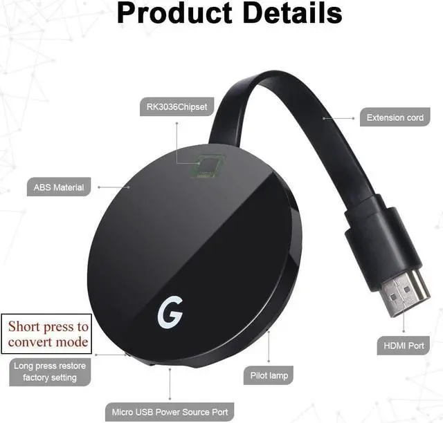 Alt view image 5 of 7 - Wireless Display Adapter 5G 2.4G WiFi Dongle HDMI Display Adapter Screen Mirroring Dongle 1080P HD DLNA Airplay Miracast Dongle For MacBook Android IOS Windows 8.1 10 iPhone X 8 to to TV Projectors