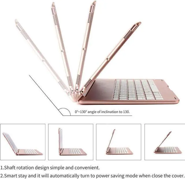 Alt view image 4 of 7 - New iPad Pro 10.5 Keyboard Case Auto Sleep-Wake Protective Ultra Slim Hard Shell Folio Stand Smart Cover with 7 Colors Backlit Wireless Bluetooth Keyboard for Apple iPad Pro 10.5 inch 2017 Tablet
