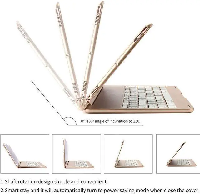 Alt view image 4 of 7 - New iPad Pro 10.5 Keyboard Case Auto Sleep-Wake Protective Ultra Slim Hard Shell Folio Stand Smart Cover with 7 Colors Backlit Wireless Bluetooth Keyboard for Apple iPad Pro 10.5 inch 2017 Tablet