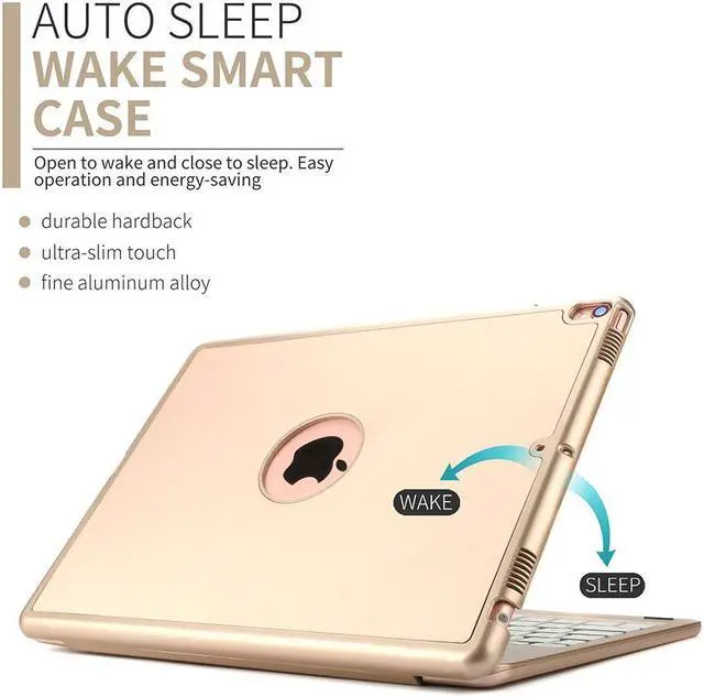 Alt view image 3 of 7 - New iPad Pro 10.5 Keyboard Case Auto Sleep-Wake Protective Ultra Slim Hard Shell Folio Stand Smart Cover with 7 Colors Backlit Wireless Bluetooth Keyboard for Apple iPad Pro 10.5 inch 2017 Tablet