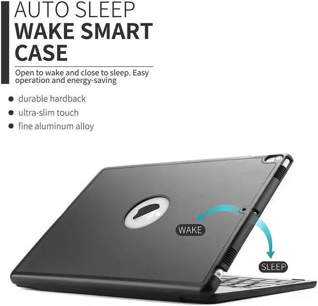 Alt view image 2 of 7 - New iPad Pro 10.5 Keyboard Case Auto Sleep-Wake Protective Ultra Slim Hard Shell Folio Stand Smart Cover with 7 Colors Backlit Wireless Bluetooth Keyboard for Apple iPad Pro 10.5 inch 2017 Tablet