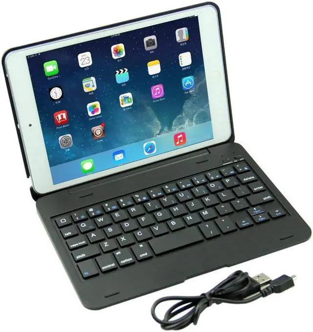 Alt view image 4 of 7 - Wireless Keyboard for iPad Mini 1 2 3 Keyboard Case Folio Flip Smart Cover For iPad Mini 3 iPad Mini 2 iPad Mini 1 with Folding Stand Silent Typing Auto Sleep Wake Function
