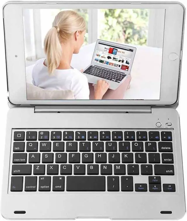 Alt view image 6 of 7 - iPad Mini 4 Case with Keyboard Bluetooth Wireless Keyboard Folio Flip Smart Cover with Folding Stand and Auto Sleep Wake Function for iPad Mini 4 2015 Release Model A1538 A1550