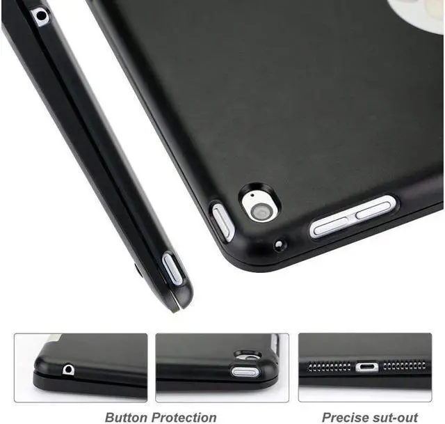 Alt view image 3 of 7 - iPad Mini 4 Case with Keyboard Bluetooth Wireless Keyboard Folio Flip Smart Cover with Folding Stand and Auto Sleep Wake Function for iPad Mini 4 2015 Release Model A1538 A1550