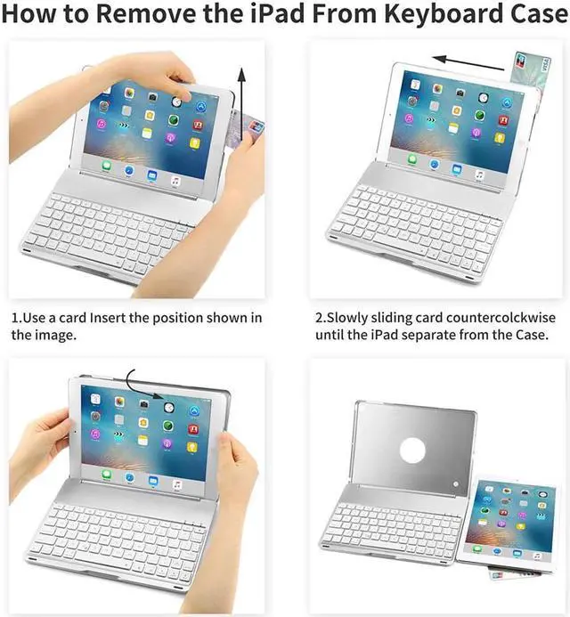Alt view image 6 of 7 - New iPad 9.7 Keyboard Case 7 Colors LED Backlit iPad Keyboard with Hard Protective Case Cover for Apple iPad 6th Generation / iPad 5th Generation iPad Air Tablet with Auto Sleep Wake