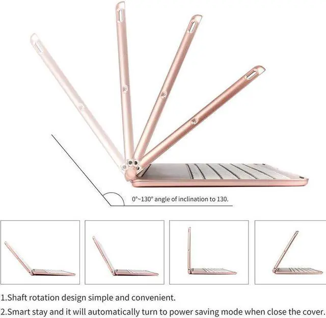 Alt view image 4 of 7 - New iPad 9.7 Keyboard Case 7 Colors LED Backlit iPad Keyboard with Hard Protective Case Cover for Apple iPad 6th Generation / iPad 5th Generation iPad Air Tablet with Auto Sleep Wake