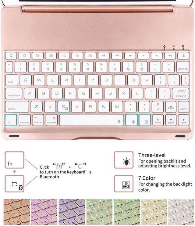 Alt view image 3 of 7 - New iPad 9.7 Keyboard Case 7 Colors LED Backlit iPad Keyboard with Hard Protective Case Cover for Apple iPad 6th Generation / iPad 5th Generation iPad Air Tablet with Auto Sleep Wake