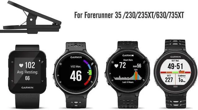 Alt view image 3 of 6 - Garmin Forerunner 35 Charger Clip USB Data Sync Charge Cradle Dock Charger Clip Charging Cable for Garmin Forerunner 35 / 230 / 235XT / 630 / 735XT / Approach S20 Smart Watch Black