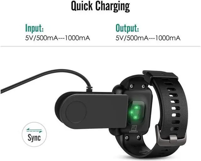Alt view image 5 of 6 - Garmin Forerunner 35 Charger Clip USB Data Sync Charge Cradle Dock Charger Clip Charging Cable for Garmin Forerunner 35 / 230 / 235XT / 630 / 735XT / Approach S20 Smart Watch Black