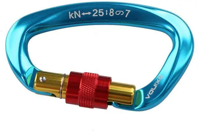 Alt view image 6 of 7 - Professional 25KN Carabiner Lock D Shape Screw Gates Climbing Rock Mountaineer Outdoor Equipment