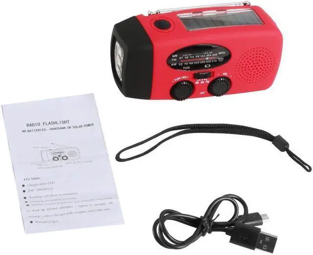 Alt view image 7 of 7 - Multifunctional Solar Hand Crank Dynamo Self Powered AM/FM/NOAA Weather Radio Use As Emergency LED Flashlight and Power Bank