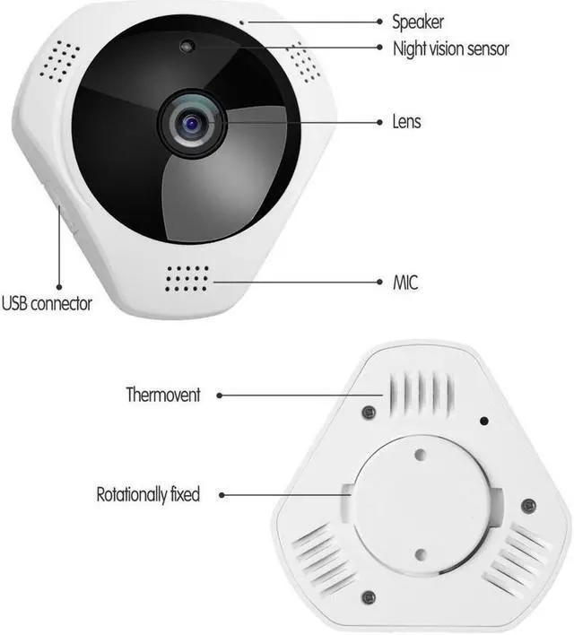 Alt view image 3 of 7 - 360 Panoramic Degree Night Vision Wireless Security IP camera wifi Fish Eye Lens 960P 3D Indoor Outdoor Security system for baby pet elder Support Android IOS Windows Mac