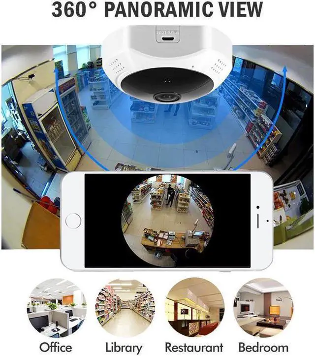 Alt view image 6 of 7 - 360 Panoramic Degree Night Vision Wireless Security IP camera wifi Fish Eye Lens 960P 3D Indoor Outdoor Security system for baby pet elder Support Android IOS Windows Mac