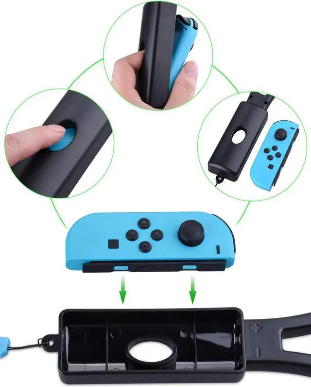 Alt view image 5 of 7 - Tennis Racket for Nintendo Switch Joy-Con, Game Accessories for Mario Tennis Aces Game with 12 in 1 Game Card Case (2 Pack, Black)