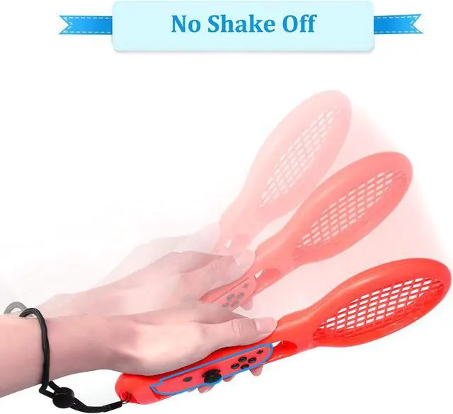 Alt view image 3 of 7 - Tennis Racket for Nintendo Switch Joy-Con Controller,Accessories for Nintendo Switch Game Mario Tennis Aces Blue and Red - Only Use for Swing Mode on Nintendo Switch