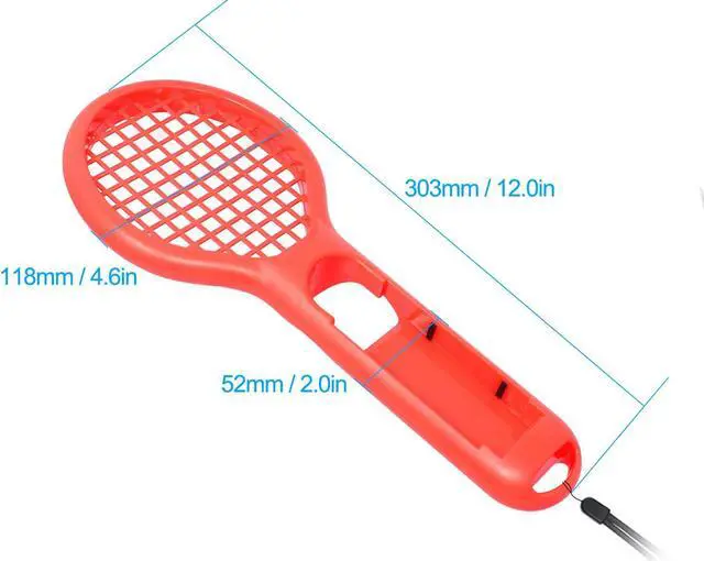 Alt view image 4 of 7 - Tennis Racket for Nintendo Switch Joy-Con Controller,Accessories for Nintendo Switch Game Mario Tennis Aces Blue and Red - Only Use for Swing Mode on Nintendo Switch