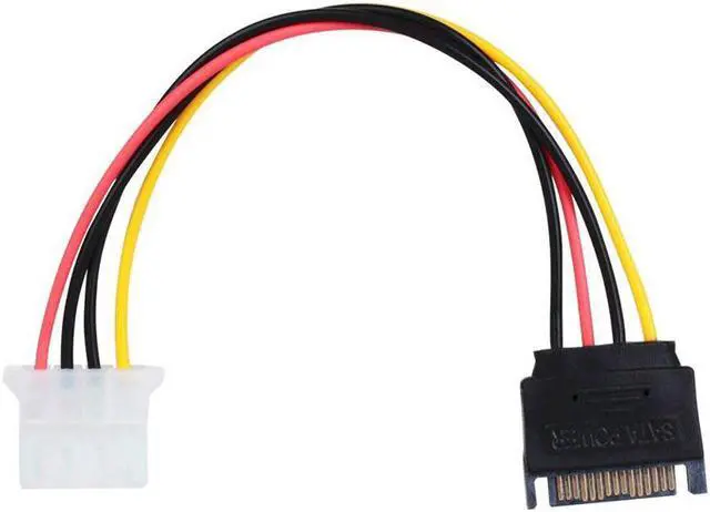 Alt view image 3 of 5 - SATA Power Cable Adapter 3 Pack SATA 15 Pin Male to Molex LP4 Female Power Cable 8-inch