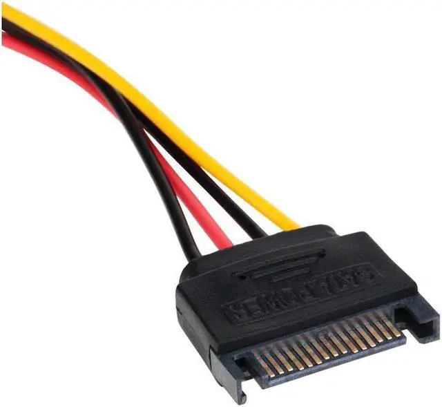 Alt view image 2 of 5 - SATA Power Cable Adapter 3 Pack SATA 15 Pin Male to Molex LP4 Female Power Cable 8-inch